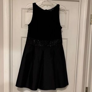 Black Sleeveless Dress with Sparkle Waist